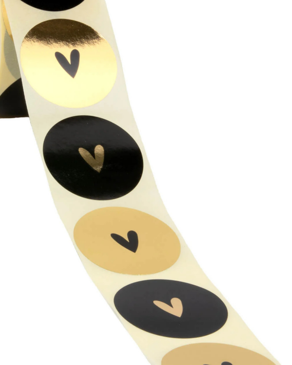 Stickers 10 stuks - Hartje zwart, goudfolie 4 CM