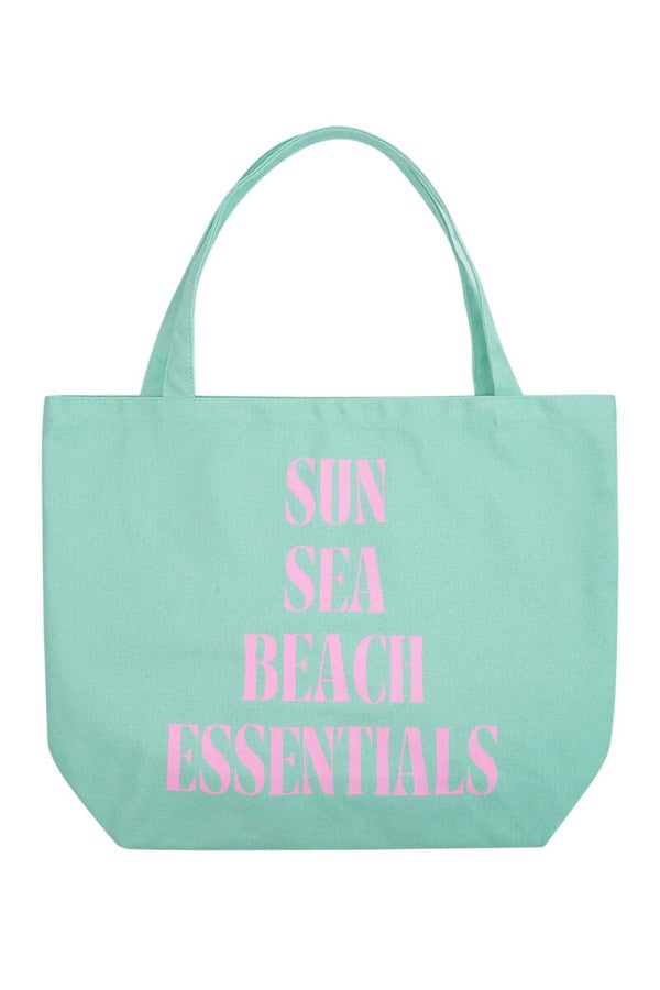 Canvas XL shopper beach essentials Roze / groen