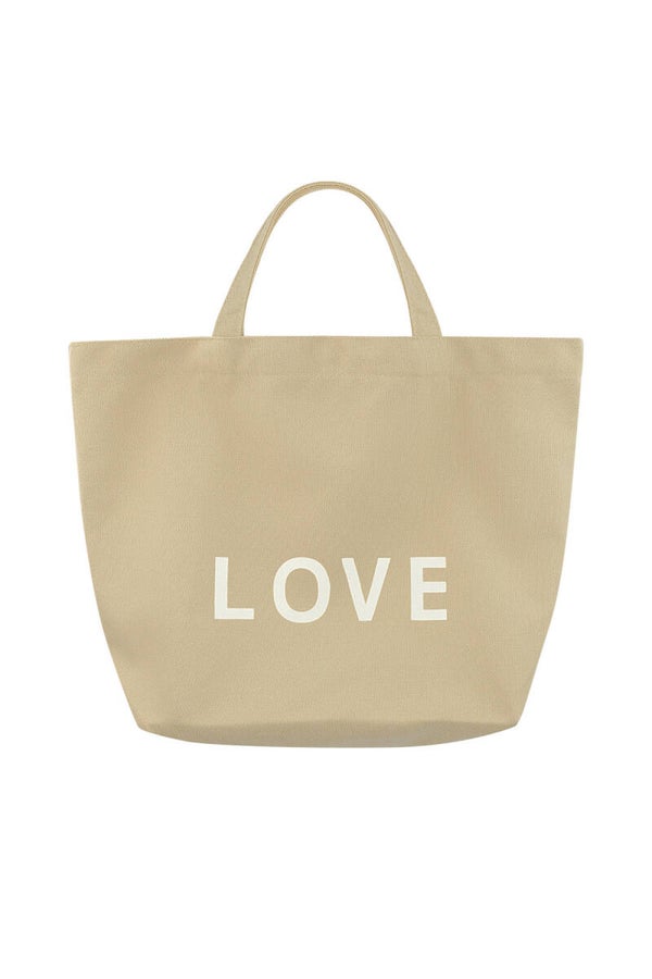 Canvas shopper love Beige