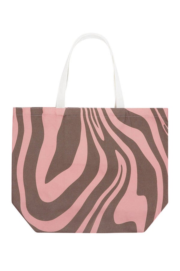 Canvas XL shopper zebraprint Bruin / roze