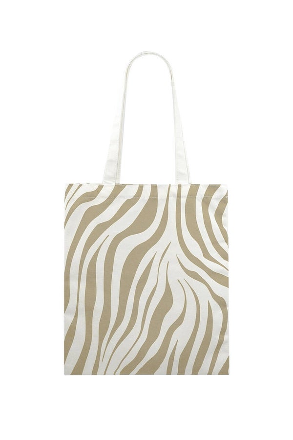 Canvas shopper zebraprint Beige