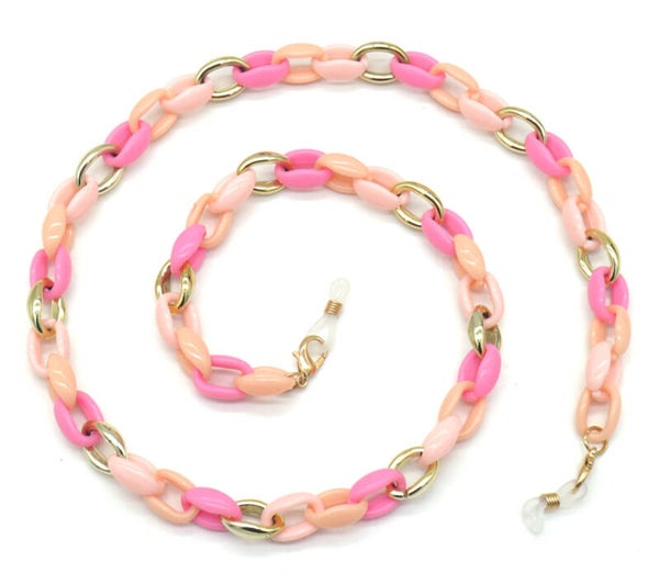 Brillenkoord roze schakels