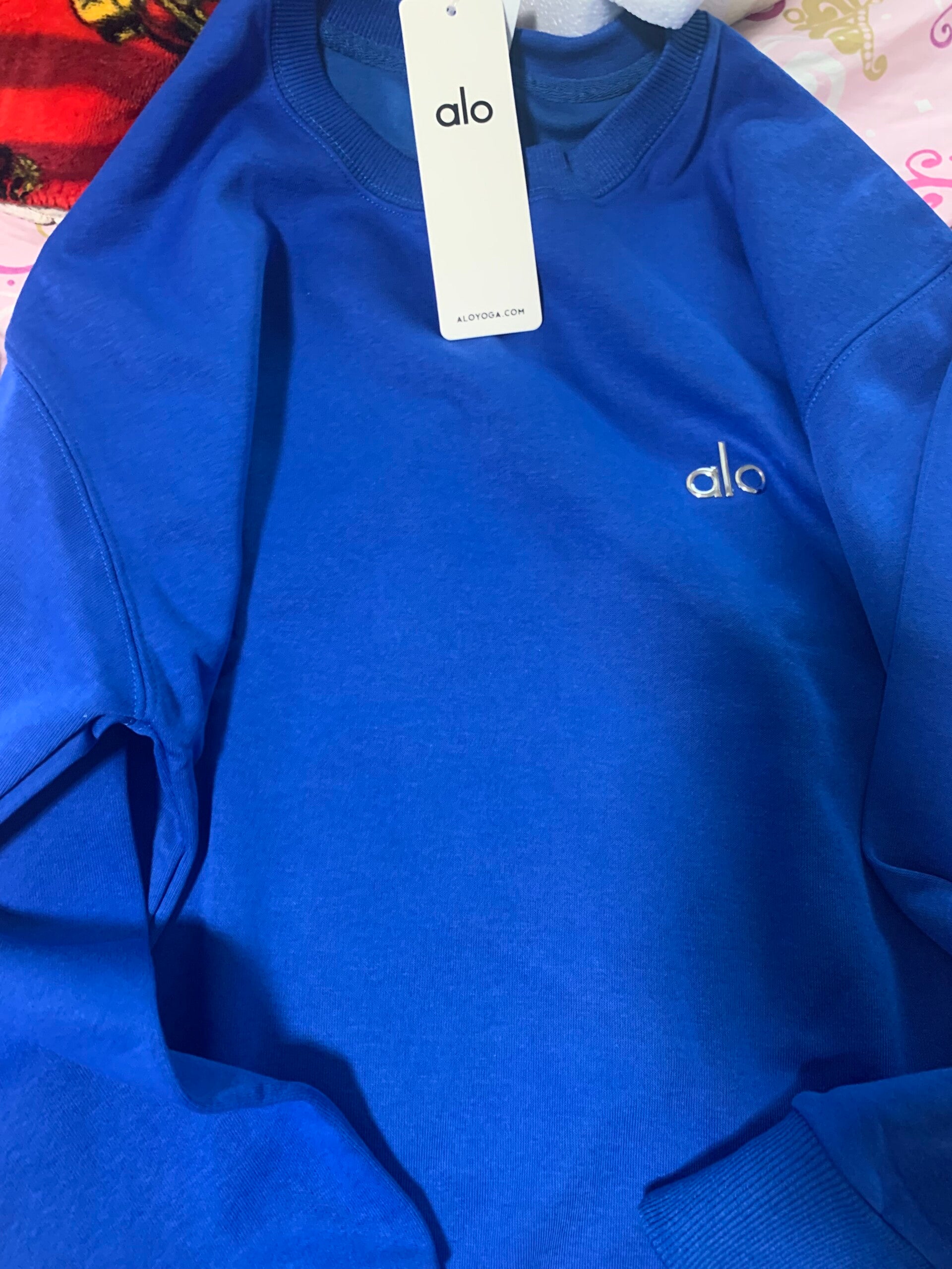 Alo Crew Neck Accolade Pullover Blue (Medium) {New}