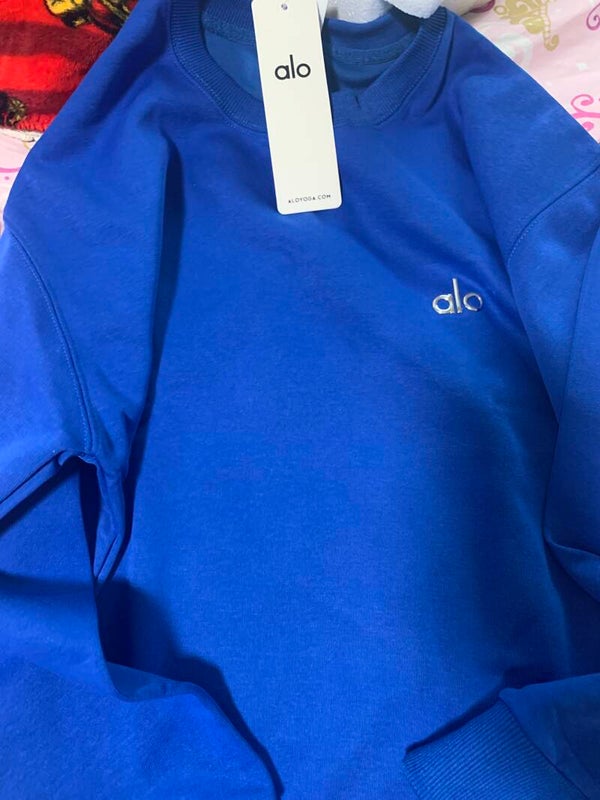 Alo Crew Neck Accolade Pullover Blue (Medium) {New}
