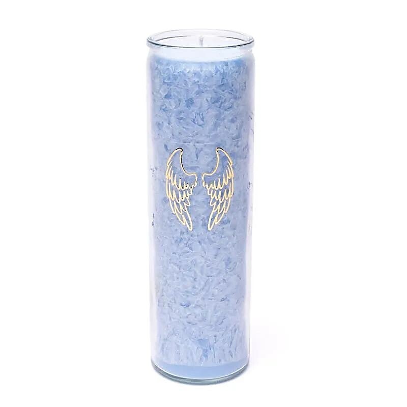Bougie à la stéarine ailes d'ange bleu clair sans parfum