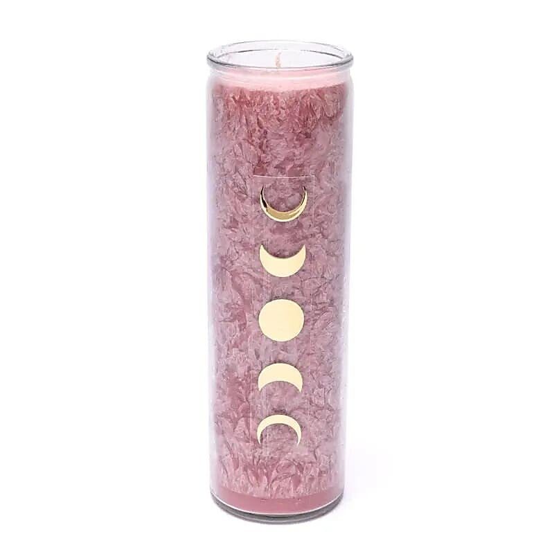 Bougie à la stéarine phases de la lune vieille rose sans parfum