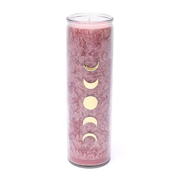 Bougie à la stéarine phases de la lune vieille rose sans parfum
