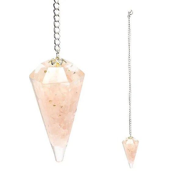 Pendule orgonite quartz rose facetté