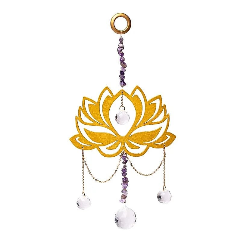 Attrape-soleil avec lotus, améthyste et sphères de cristal