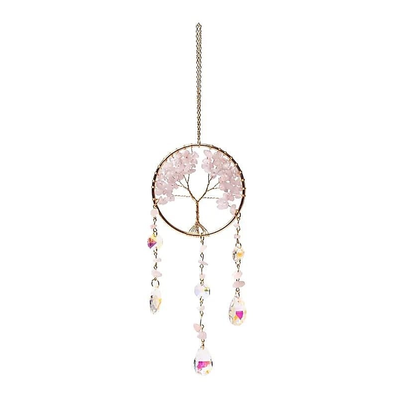 Attrape-soleil avec arbre de vie et quartz rose
