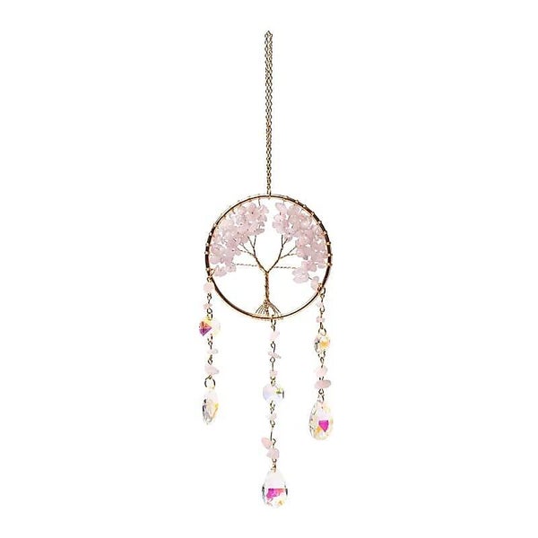 Attrape-soleil avec arbre de vie et quartz rose