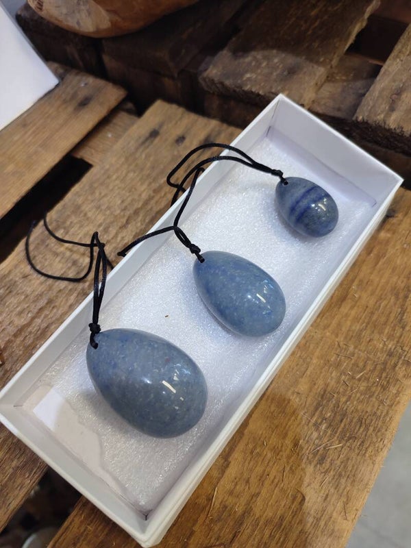 Coffret oeufs de Yoni Quartz bleu