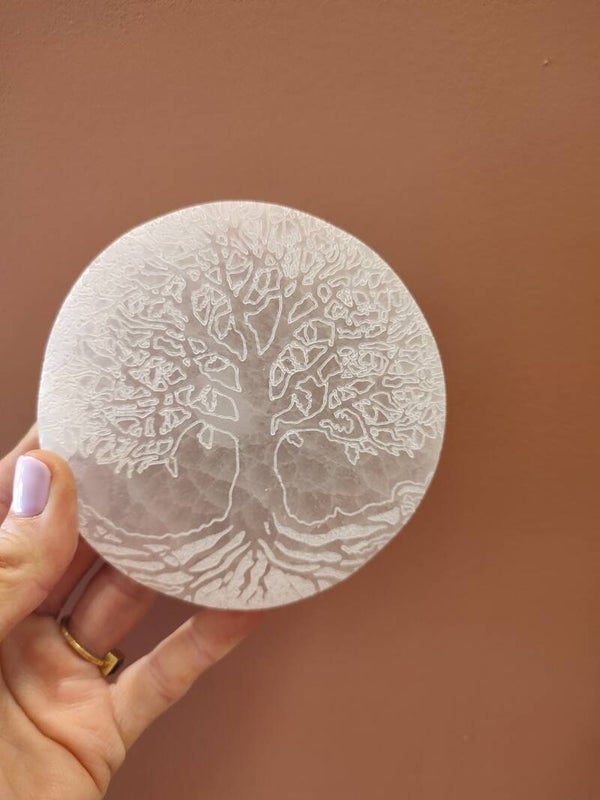 Plaque Selenite Arbre de vie