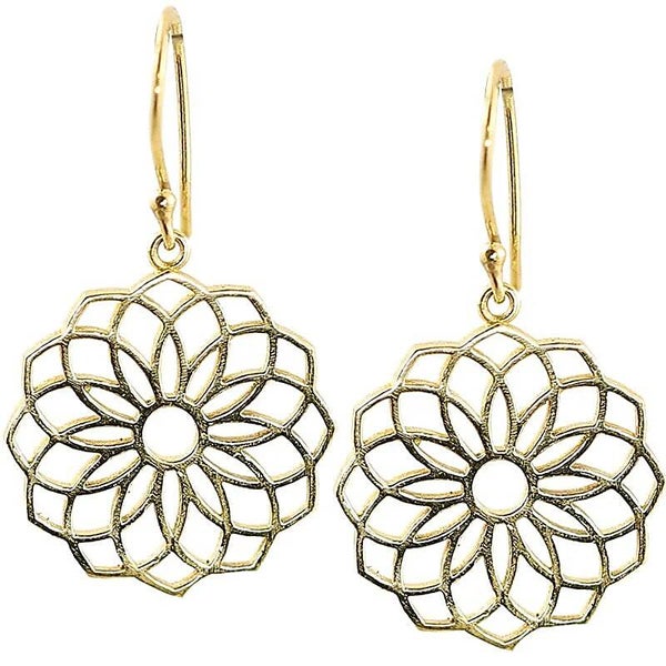 Boucles d'oreilles graines de la vie laiton couleur or