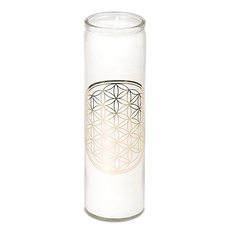 Bougie parfumée à la stéarine Fleur de Vie blanche