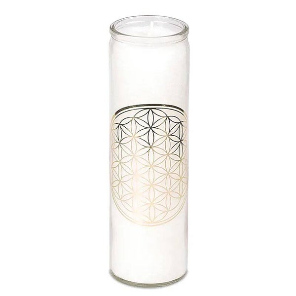 Bougie parfumée à la stéarine Fleur de Vie blanche