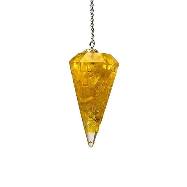 Orgonite Pendule Citrine pointe à facette