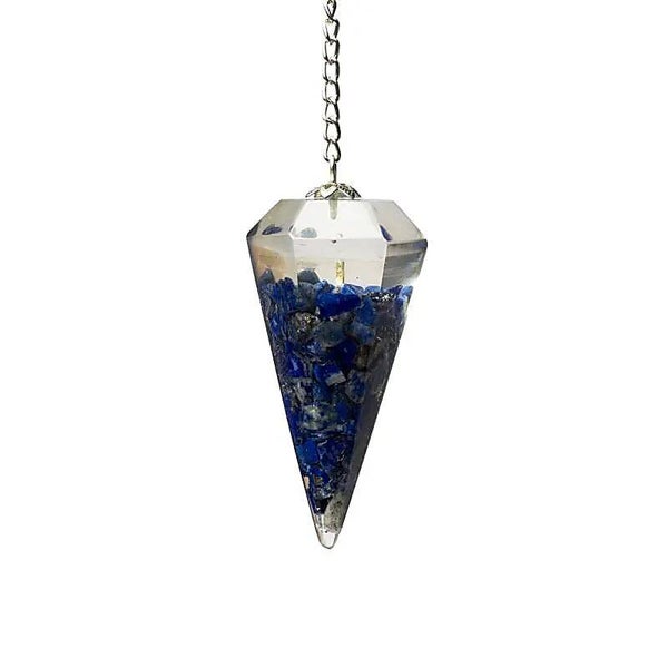 Orgonite Pendule Lapis Lazuli pointe à facette