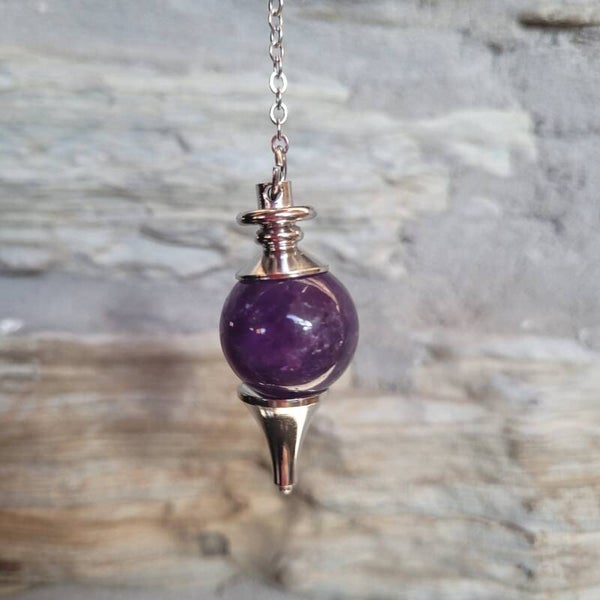 Pendule Amethyste argenté