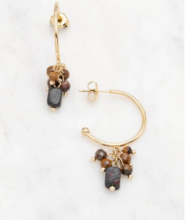 Boucles d oreille oeil de taureau et tigre