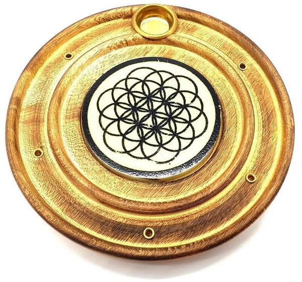 Porte encens rond fleur de vie