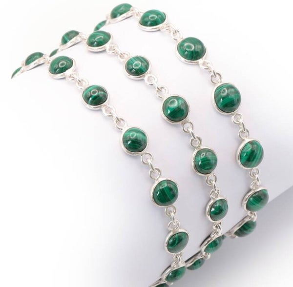 Bracelet argent 925 en Malachite