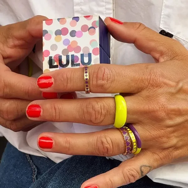 LULU COPENHAGEN Double Color Ring Wild Lime/ Purple Harvest