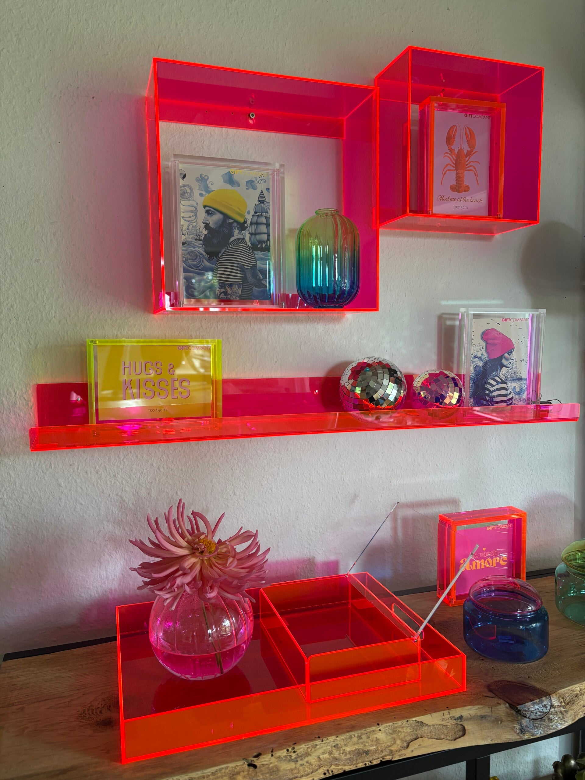 Gift Company Tablett Acryl Neon rot/orange