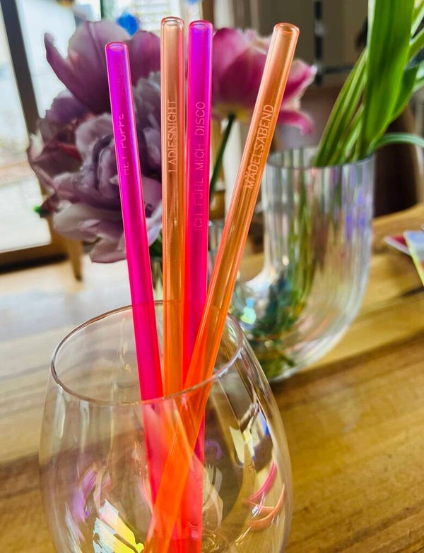 Glasstrohhalme 4er Set neonpink neonorange