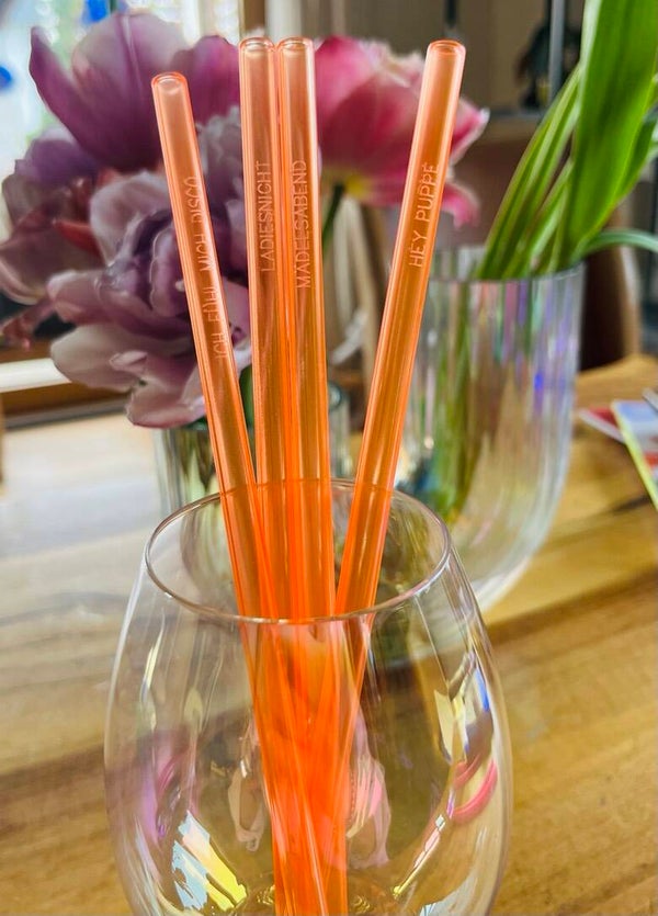 Glasstrohhalme 4er Set neonorange