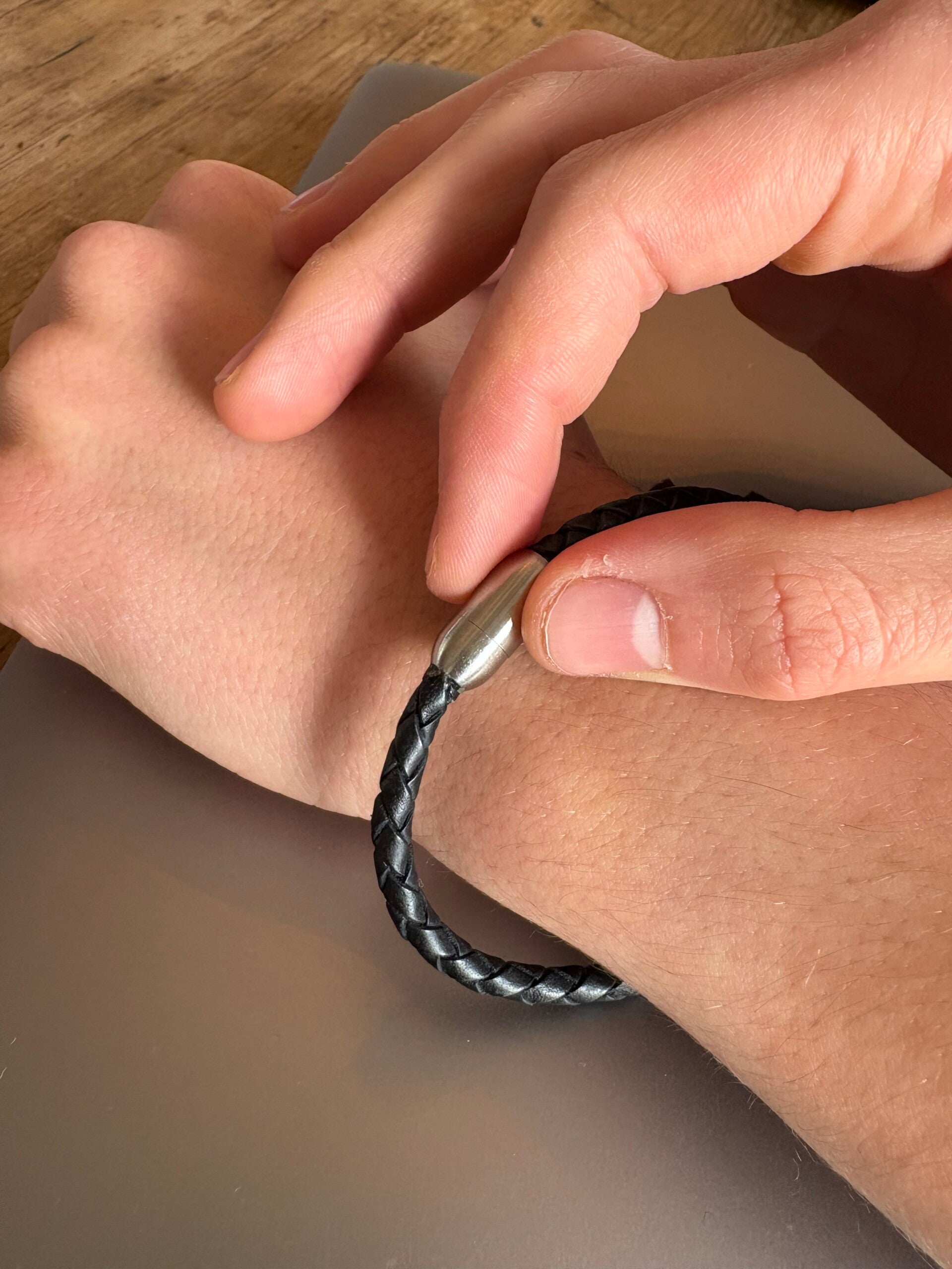 SMUK BI Man Lederarmband geflochten schwarz