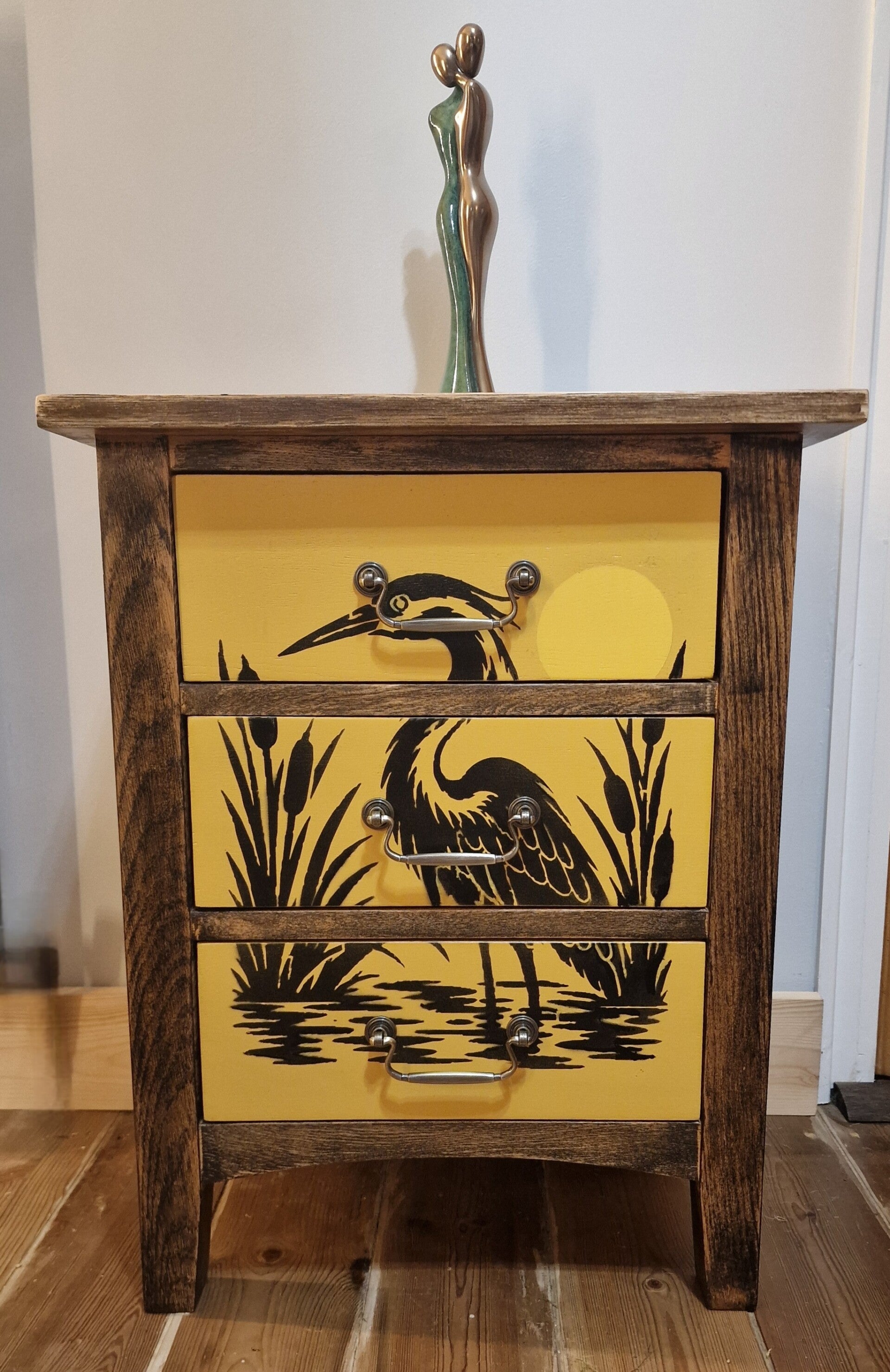 AC Nature Series — No.001 HERON. Three drawer Oak Sidebtable