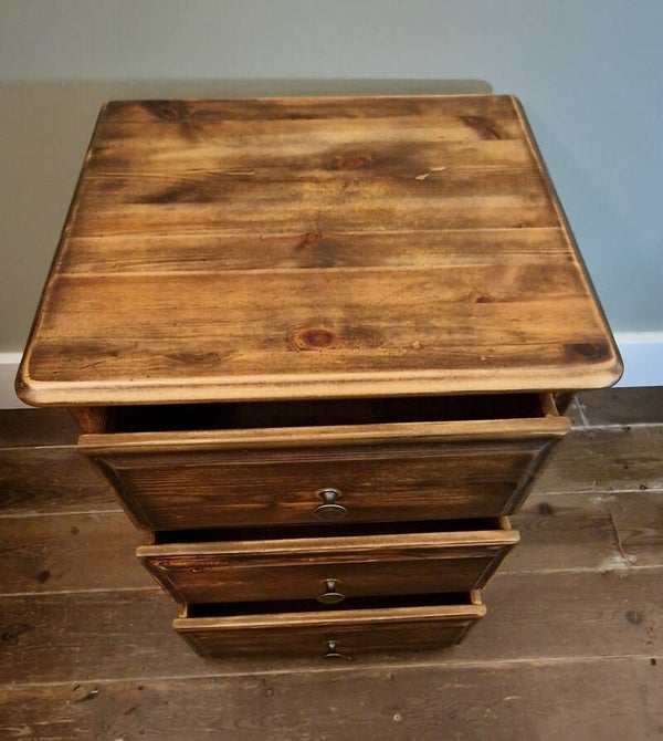 🌿 Solid Pine Three Drawer Bedside Chest - Reborn 🌿