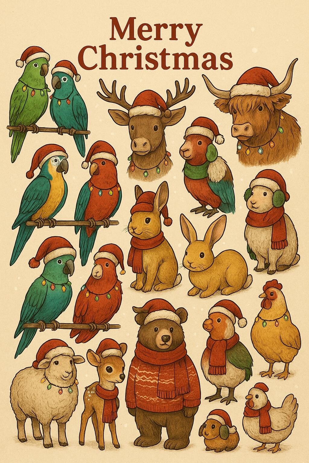 kerstkaart dieren