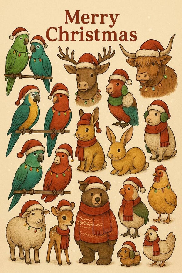 kerstkaart dieren