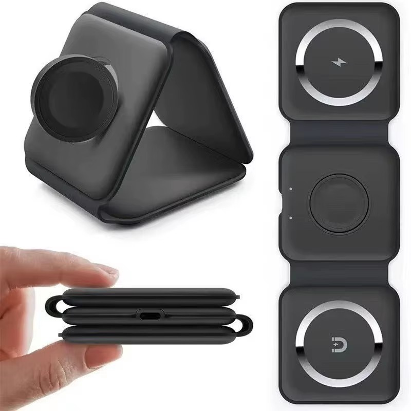 Aerie X 3 in 1 Wireless Charger, Fast Charging Pad, Foldable Travel Charger,For iPhone, For Apple Watch and AirPods.