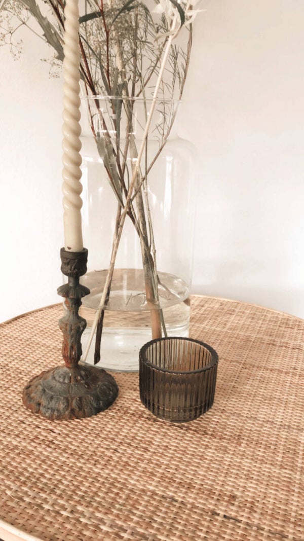 Gusta glazen theelichthouder bruin