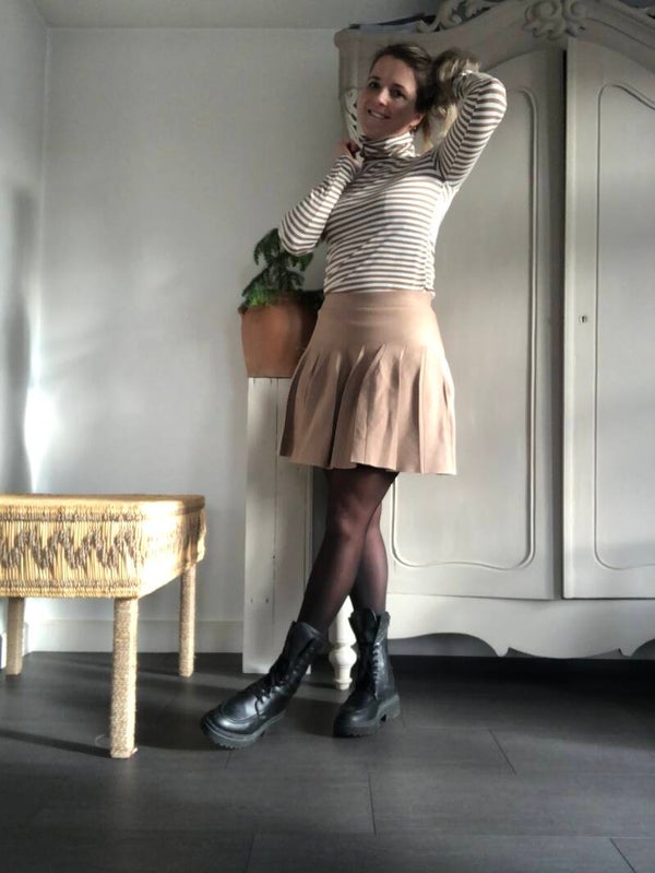 A-lijn plooien rokje camel