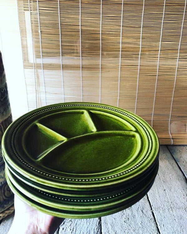 4 groene vintage borden