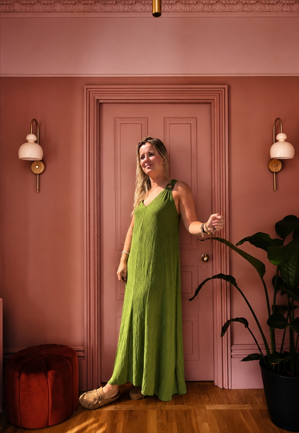 Olive maxi jurk