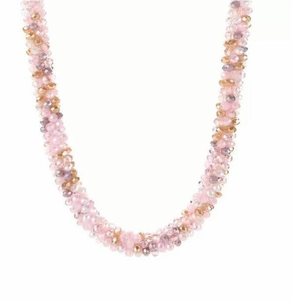 Strass ketting pink mix