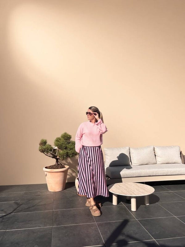 Rok zwart/roze streep