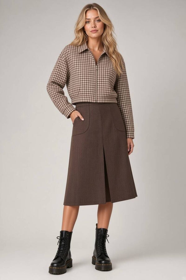 Bruine midi rok