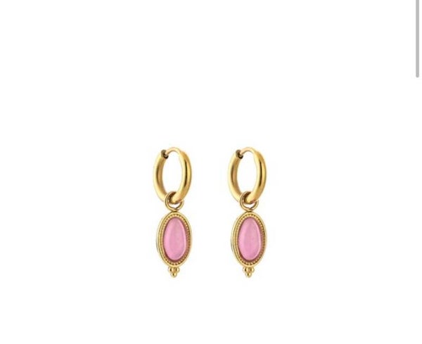 Natuursteen oorbellen pink
