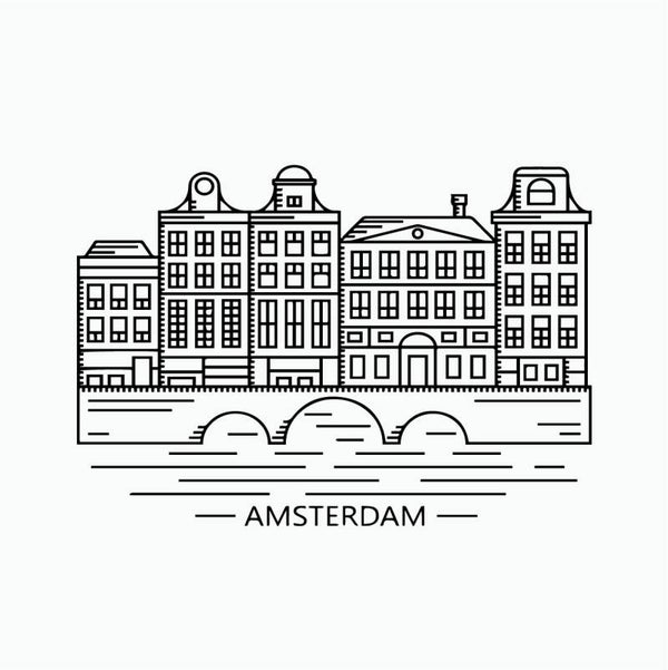 Amsterdam Grachtenpanden Muursticker