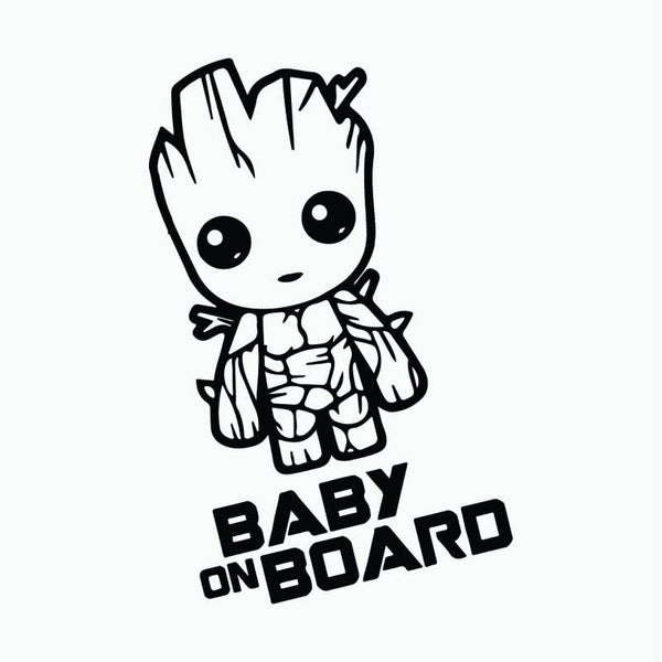 Baby on Board Wood Cartoon Auto Sticker
