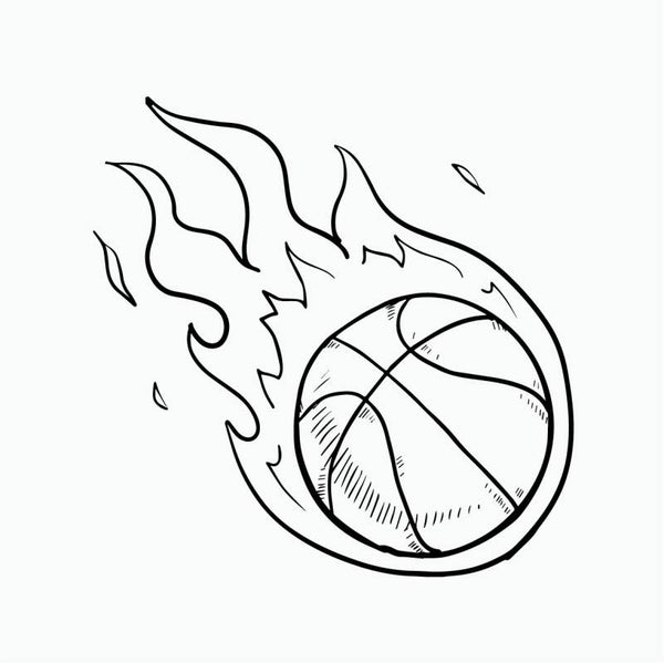 Vlammende Basketball Muursticker
