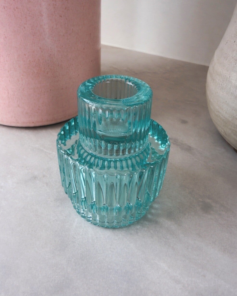 Vintage glazen kaarsenhouder