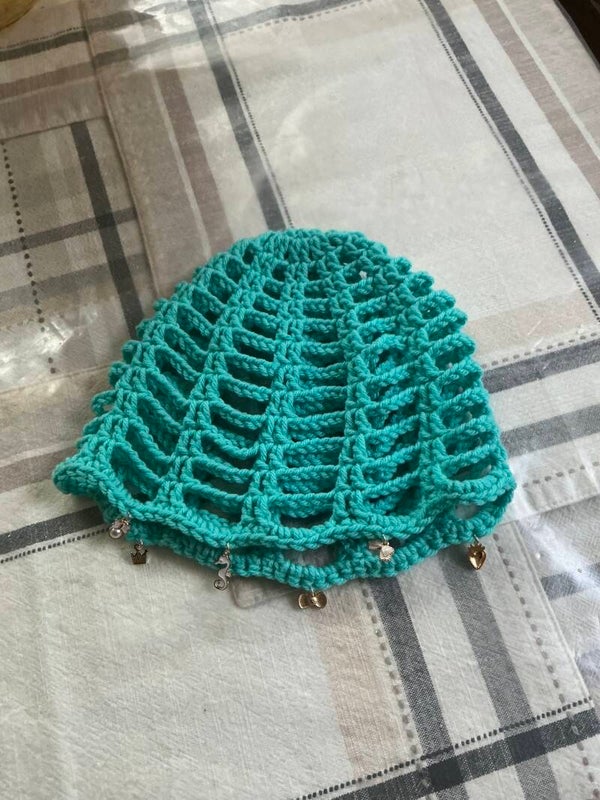 Cotton crochet mesh beanie, crochet mesh hat