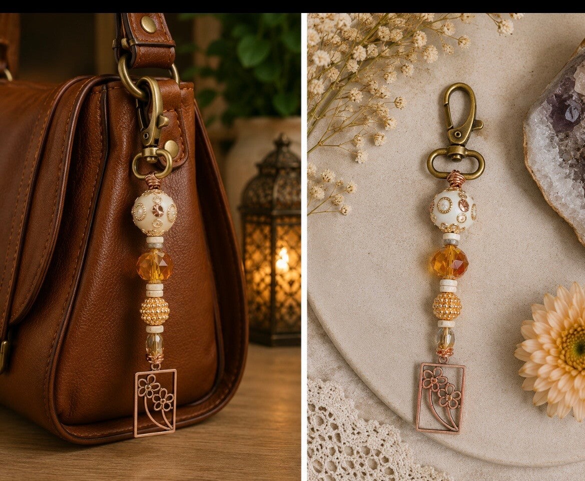 Golden Blossom Purse Charm
